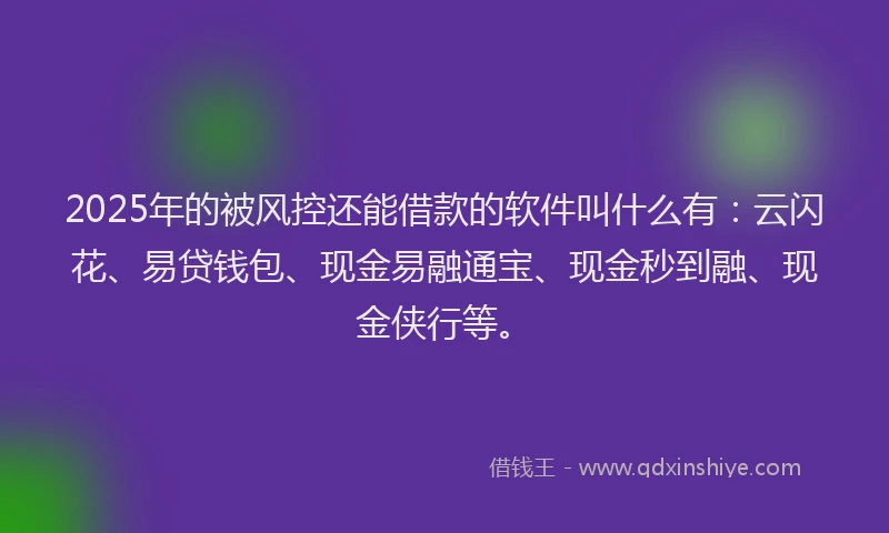 2025年的被风控还能借款的软件叫什么有：云闪花、易贷钱包、现金易融通宝、现金秒到融、现金侠行等。