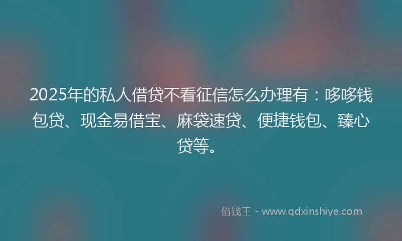 2025年的私人借贷不看征信怎么办理有：哆哆钱包贷、现金易借宝、麻袋速贷、便捷钱包、臻心贷等。