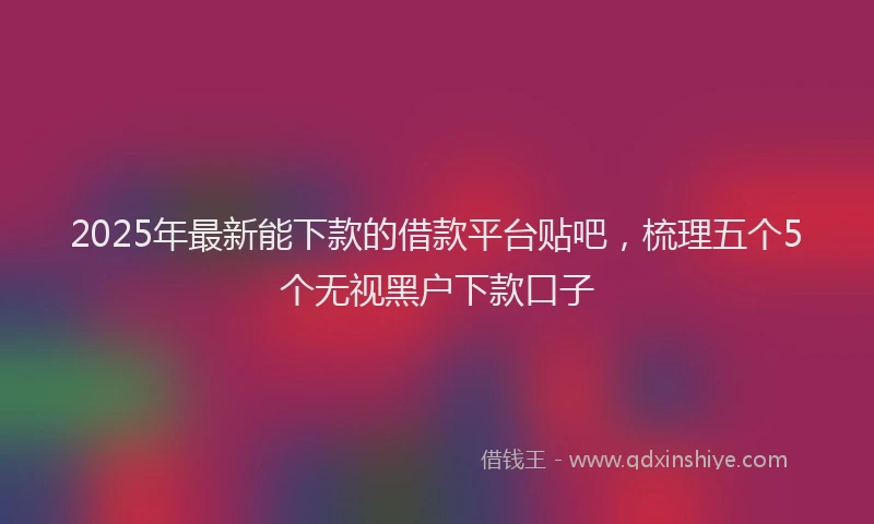 2025年最新能下款的借款平台贴吧，梳理五个5个无视黑户下款口子