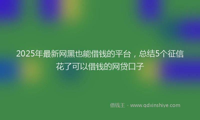 2025年最新网黑也能借钱的平台，总结5个征信花了可以借钱的网贷口子