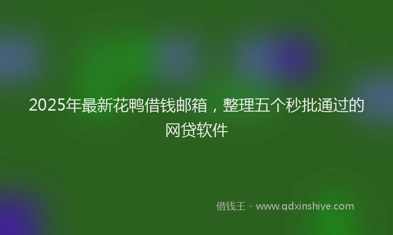 2025年最新花鸭借钱邮箱，整理五个秒批通过的网贷软件