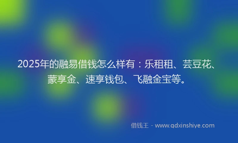 2025年的融易借钱怎么样有：乐租租、芸豆花、蒙享金、速享钱包、飞融金宝等。