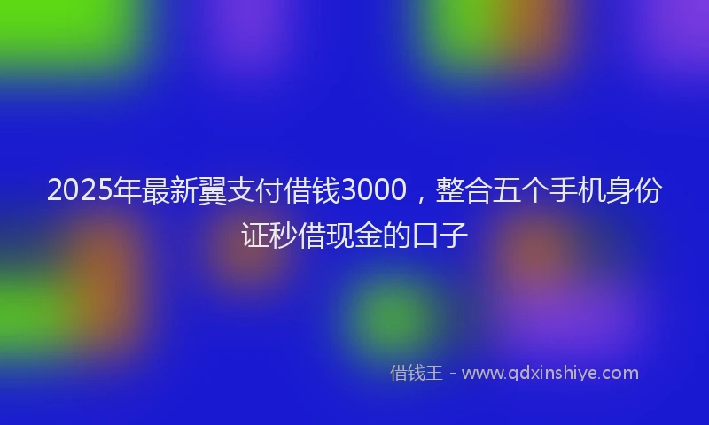 2025年最新翼支付借钱3000，整合五个手机身份证秒借现金的口子