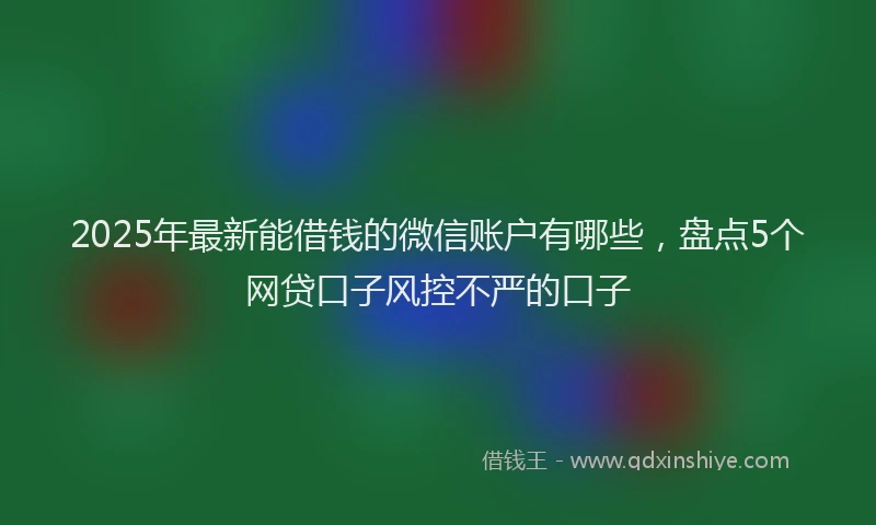2025年最新能借钱的微信账户有哪些，盘点5个网贷口子风控不严的口子