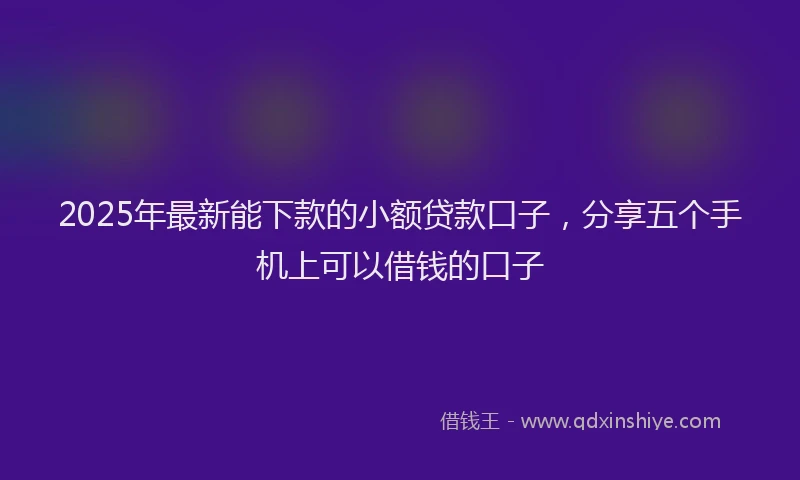 2025年最新能下款的小额贷款口子，分享五个手机上可以借钱的口子