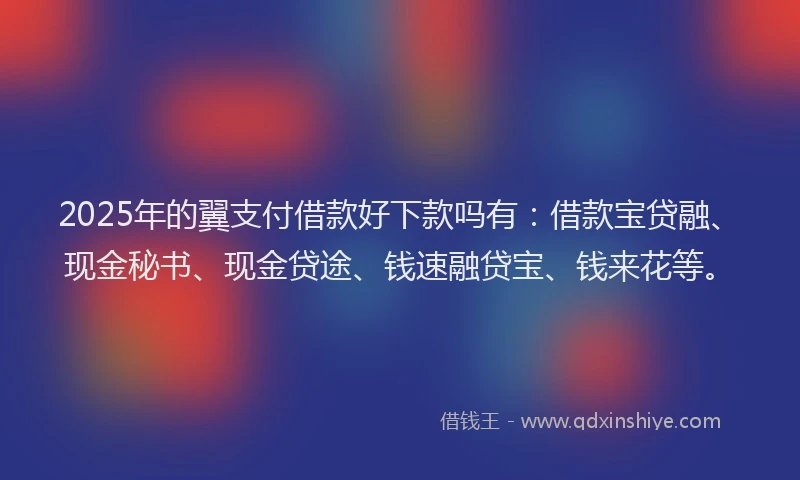 2025年的翼支付借款好下款吗有：借款宝贷融、现金秘书、现金贷途、钱速融贷宝、钱来花等。