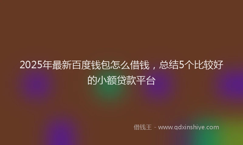 2025年最新百度钱包怎么借钱，总结5个比较好的小额贷款平台