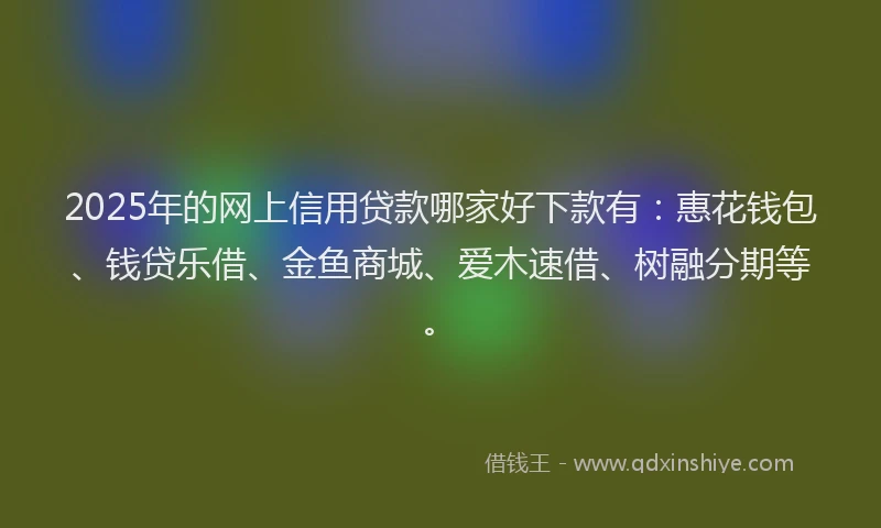 2025年的网上信用贷款哪家好下款有：惠花钱包、钱贷乐借、金鱼商城、爱木速借、树融分期等。
