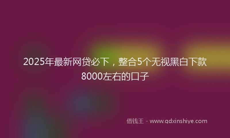 2025年最新网贷必下，整合5个无视黑白下款8000左右的口子