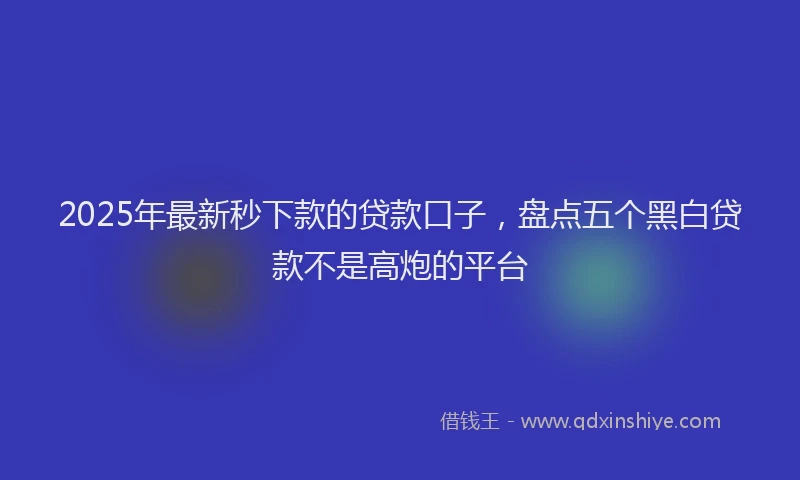 2025年最新秒下款的贷款口子，盘点五个黑白贷款不是高炮的平台