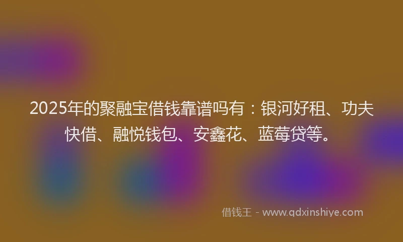 2025年的聚融宝借钱靠谱吗有：银河好租、功夫快借、融悦钱包、安鑫花、蓝莓贷等。
