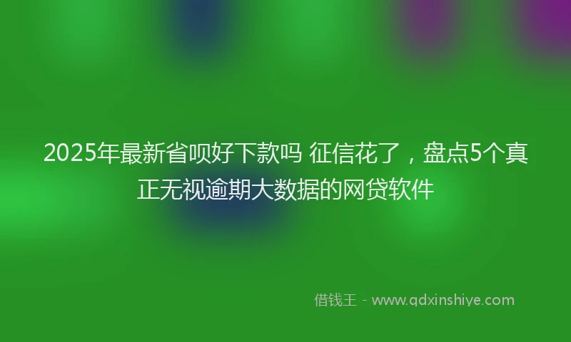 2025年最新省呗好下款吗 征信花了，盘点5个真正无视逾期大数据的网贷软件