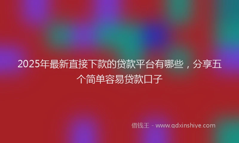 2025年最新直接下款的贷款平台有哪些，分享五个简单容易贷款口子