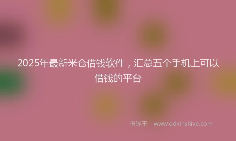 2025年最新米仓借钱软件，汇总五个手机上可以借钱的平台