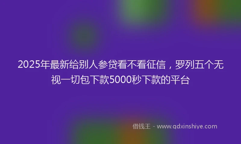 2025年最新给别人参贷看不看征信，罗列五个无视一切包下款5000秒下款的平台