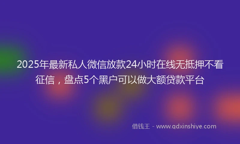 2025年最新私人微信放款24小时在线无抵押不看征信，盘点5个黑户可以做大额贷款平台