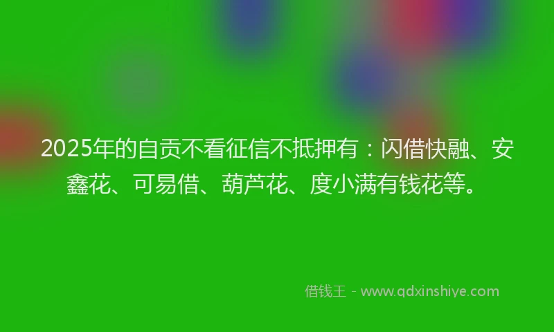 2025年的自贡不看征信不抵押有：闪借快融、安鑫花、可易借、葫芦花、度小满有钱花等。