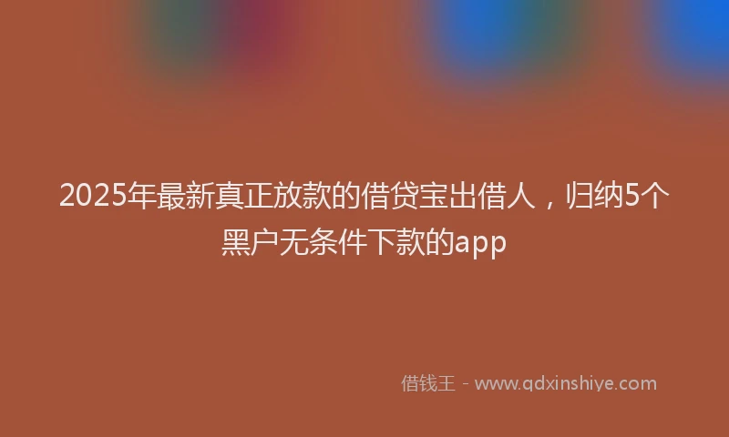 2025年最新真正放款的借贷宝出借人，归纳5个黑户无条件下款的app