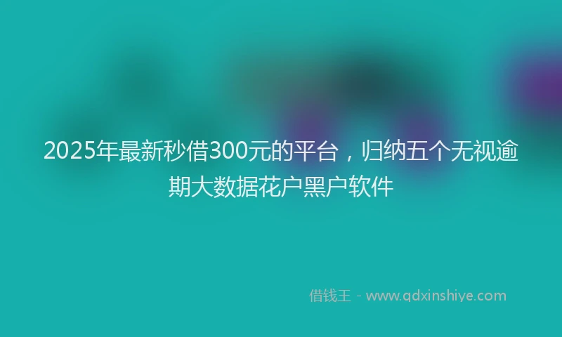 2025年最新秒借300元的平台，归纳五个无视逾期大数据花户黑户软件