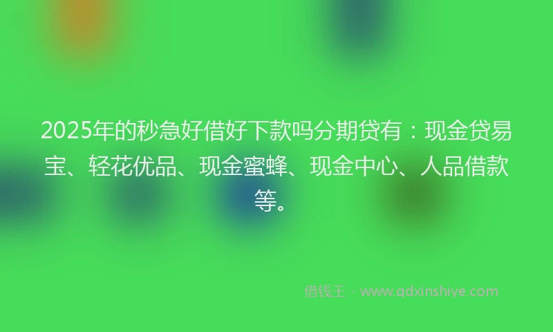 2025年的秒急好借好下款吗分期贷有：现金贷易宝、轻花优品、现金蜜蜂、现金中心、人品借款等。