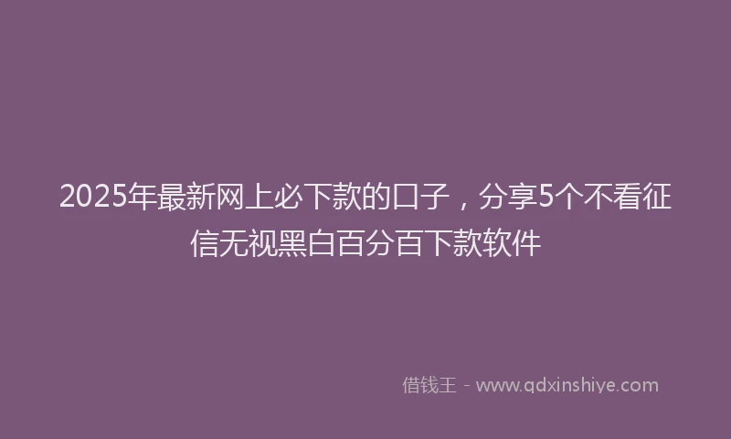 2025年最新网上必下款的口子，分享5个不看征信无视黑白百分百下款软件