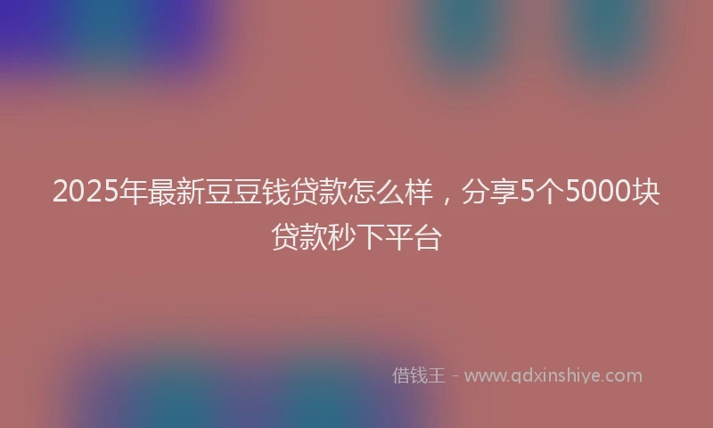 2025年最新豆豆钱贷款怎么样，分享5个5000块贷款秒下平台