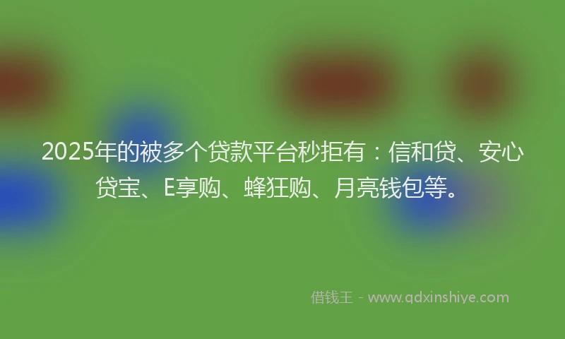 2025年的被多个贷款平台秒拒有：信和贷、安心贷宝、E享购、蜂狂购、月亮钱包等。