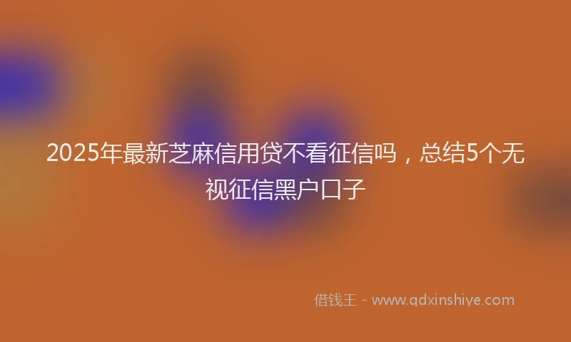2025年最新芝麻信用贷不看征信吗，总结5个无视征信黑户口子