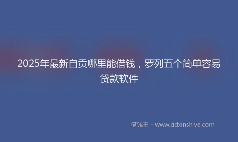 2025年最新自贡哪里能借钱，罗列五个简单容易贷款软件