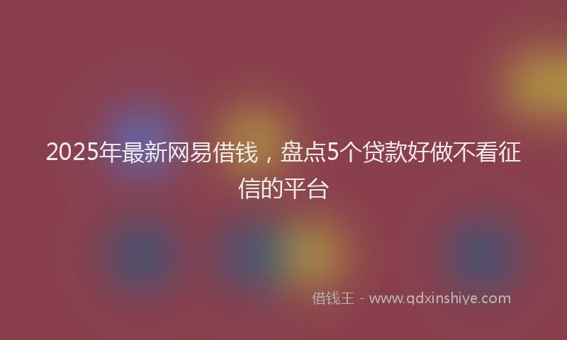 2025年最新网易借钱，盘点5个贷款好做不看征信的平台