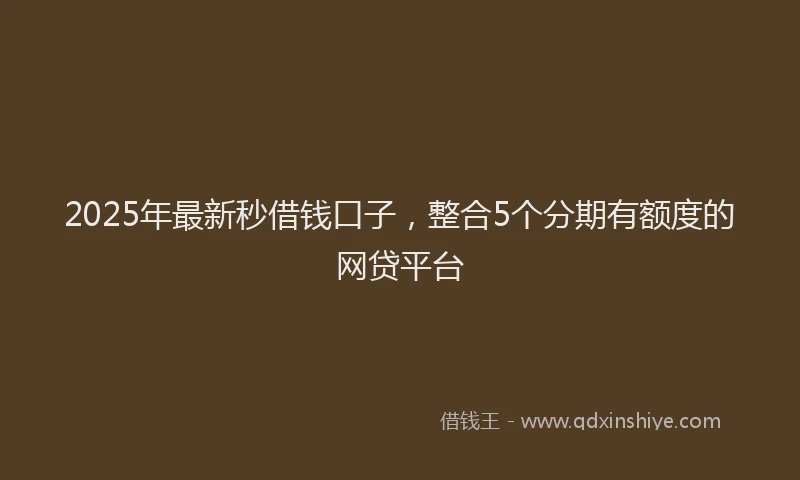 2025年最新秒借钱口子，整合5个分期有额度的网贷平台