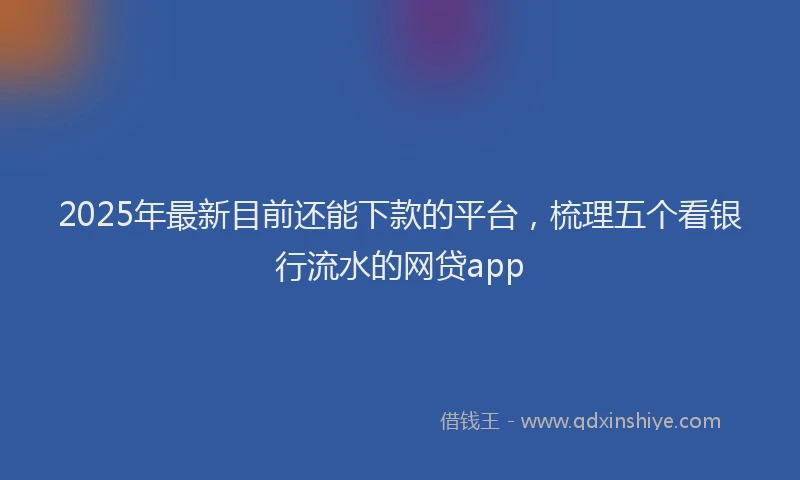 2025年最新目前还能下款的平台，梳理五个看银行流水的网贷app
