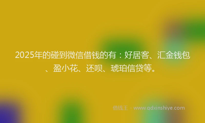 2025年的碰到微信借钱的有：好居客、汇金钱包、盈小花、还呗、琥珀信贷等。