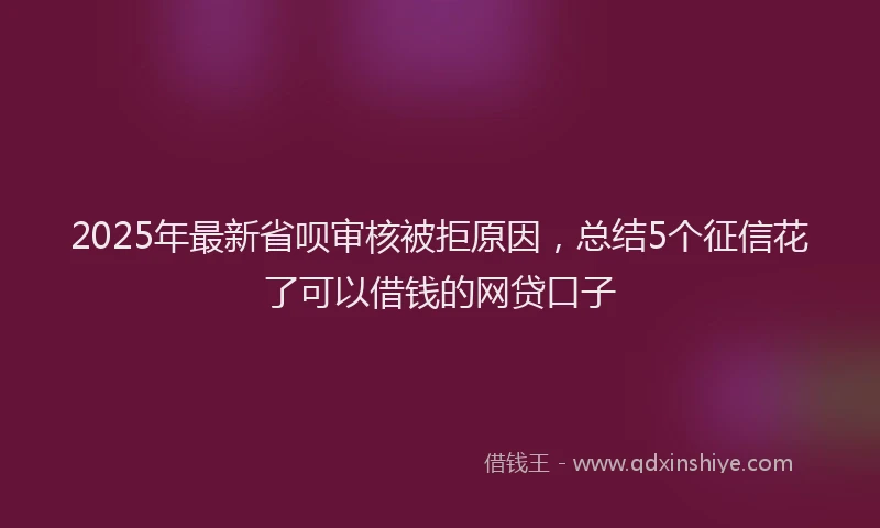 2025年最新省呗审核被拒原因，总结5个征信花了可以借钱的网贷口子