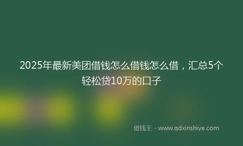 2025年最新美团借钱怎么借钱怎么借，汇总5个轻松贷10万的口子