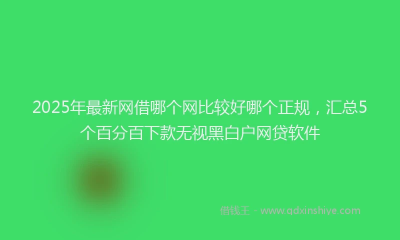 2025年最新网借哪个网比较好哪个正规，汇总5个百分百下款无视黑白户网贷软件