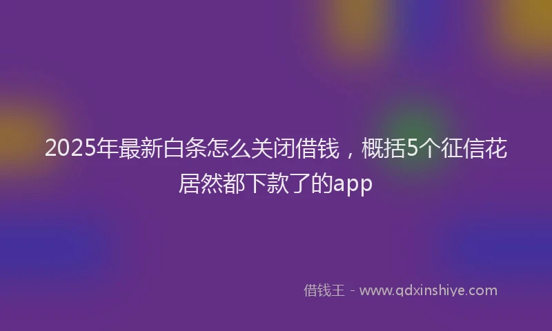 2025年最新白条怎么关闭借钱，概括5个征信花居然都下款了的app