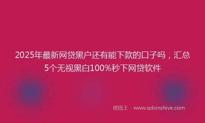 2025年最新网贷黑户还有能下款的口子吗，汇总5个无视黑白100%秒下网贷软件