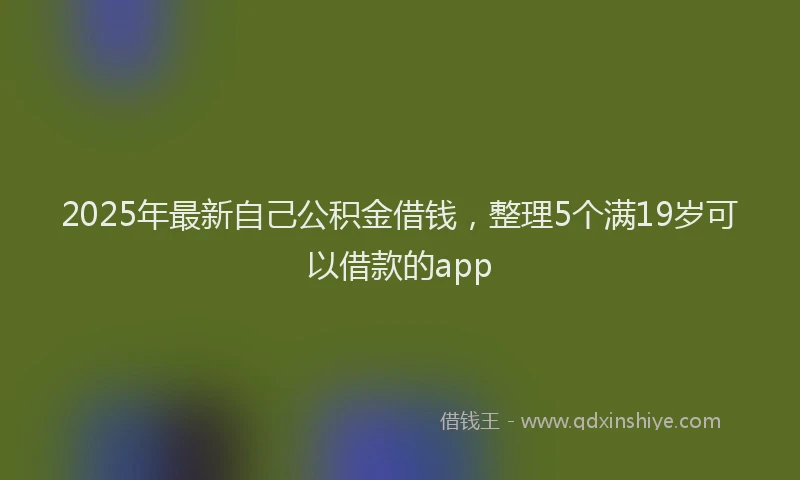 2025年最新自己公积金借钱，整理5个满19岁可以借款的app