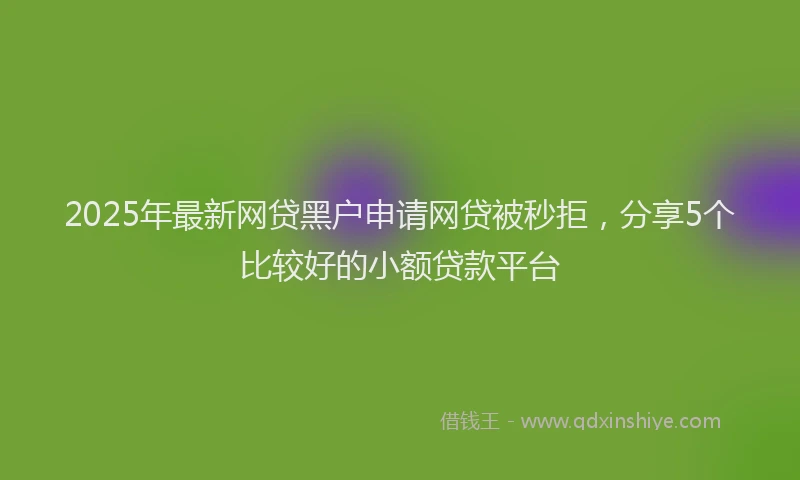 2025年最新网贷黑户申请网贷被秒拒，分享5个比较好的小额贷款平台