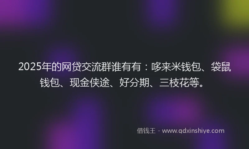 2025年的网贷交流群谁有有：哆来米钱包、袋鼠钱包、现金侠途、好分期、三枝花等。