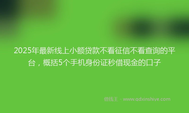 2025年最新线上小额贷款不看征信不看查询的平台，概括5个手机身份证秒借现金的口子