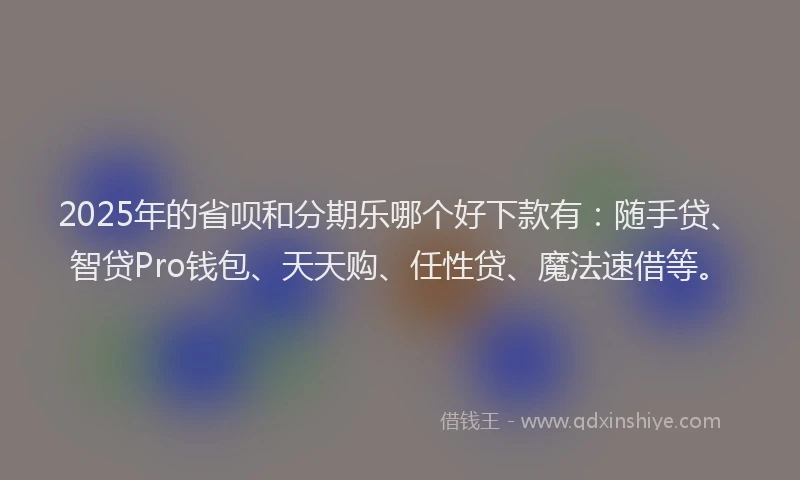 2025年的省呗和分期乐哪个好下款有：随手贷、智贷Pro钱包、天天购、任性贷、魔法速借等。