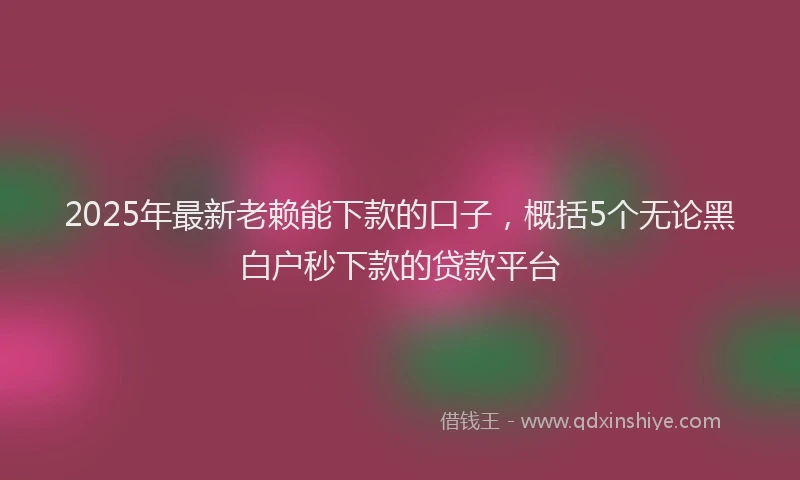 2025年最新老赖能下款的口子，概括5个无论黑白户秒下款的贷款平台