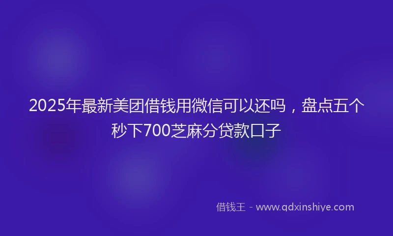 2025年最新美团借钱用微信可以还吗，盘点五个秒下700芝麻分贷款口子