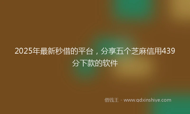 2025年最新秒借的平台，分享五个芝麻信用439分下款的软件