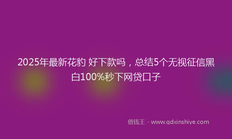 2025年最新花豹 好下款吗，总结5个无视征信黑白100%秒下网贷口子