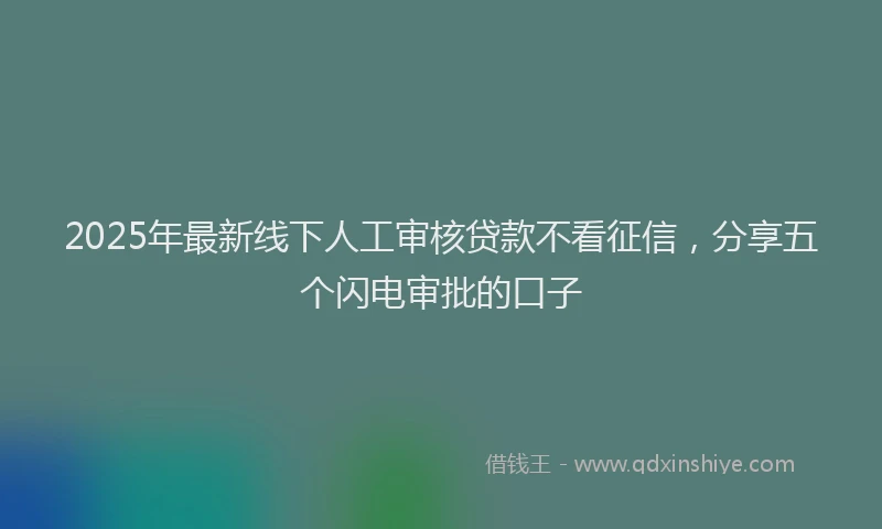 2025年最新线下人工审核贷款不看征信，分享五个闪电审批的口子