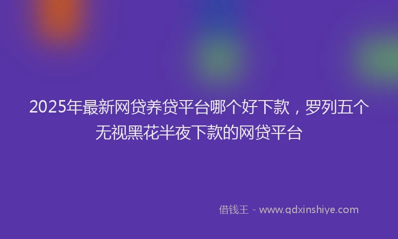 2025年最新网贷养贷平台哪个好下款，罗列五个无视黑花半夜下款的网贷平台