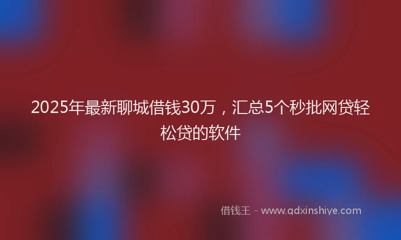 2025年最新聊城借钱30万，汇总5个秒批网贷轻松贷的软件